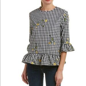 Jennifer & Grace embroidered yellow floral top 1X
